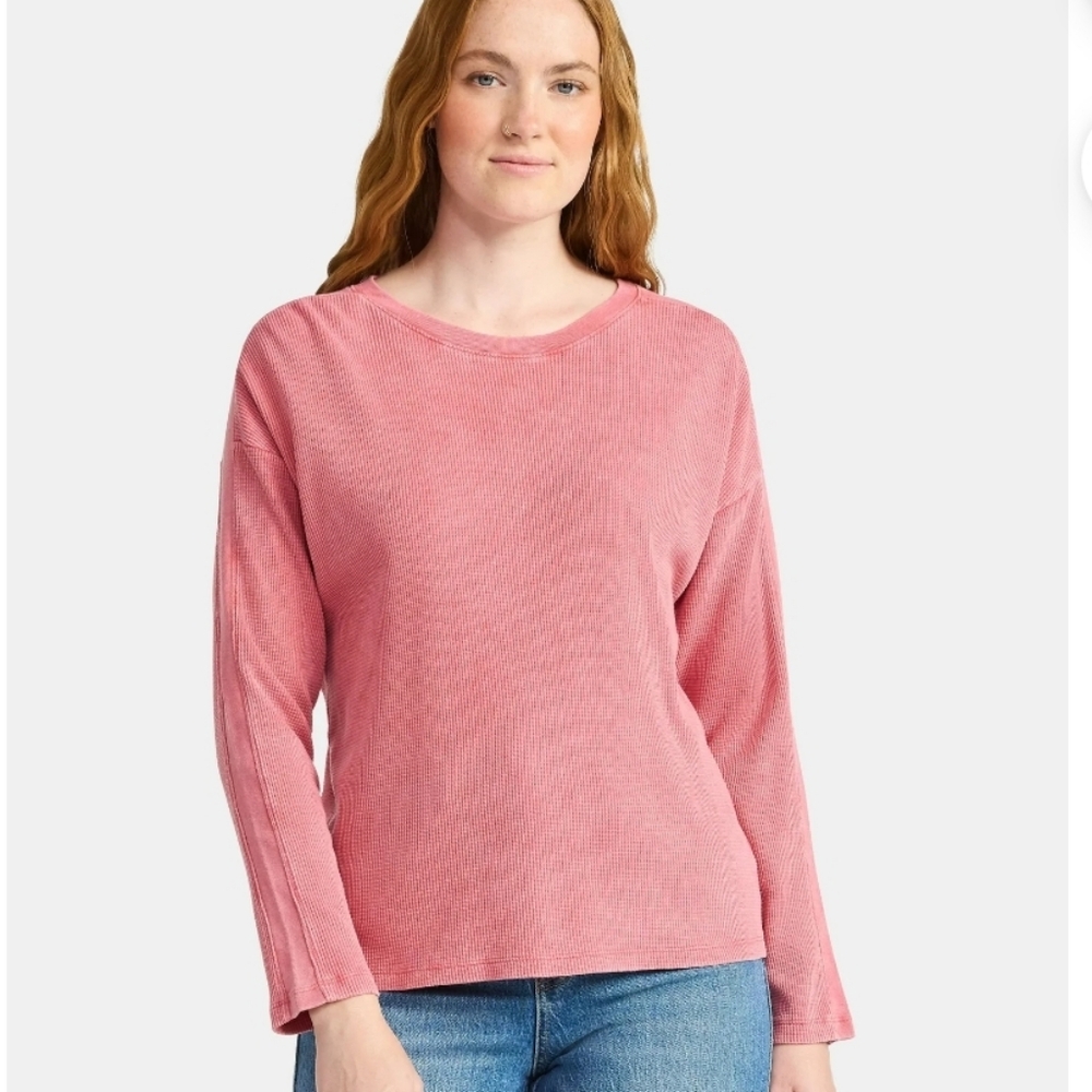 Time & Tru Waffle Knit Top